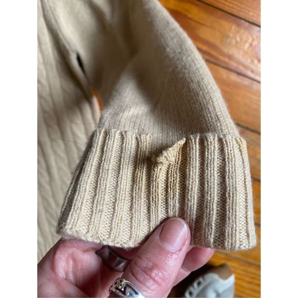 Mina Molinari Italy Wool Cashmere Beige Tan Knit Cardigan Size Large, MSRP $250+ - Picture 3 of 11